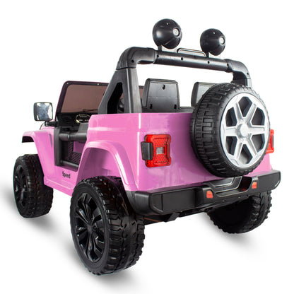 Carro Eléctrico Wrangler Marca Prinsel Rosa Con Control Remoto Y Llantas En Goma
