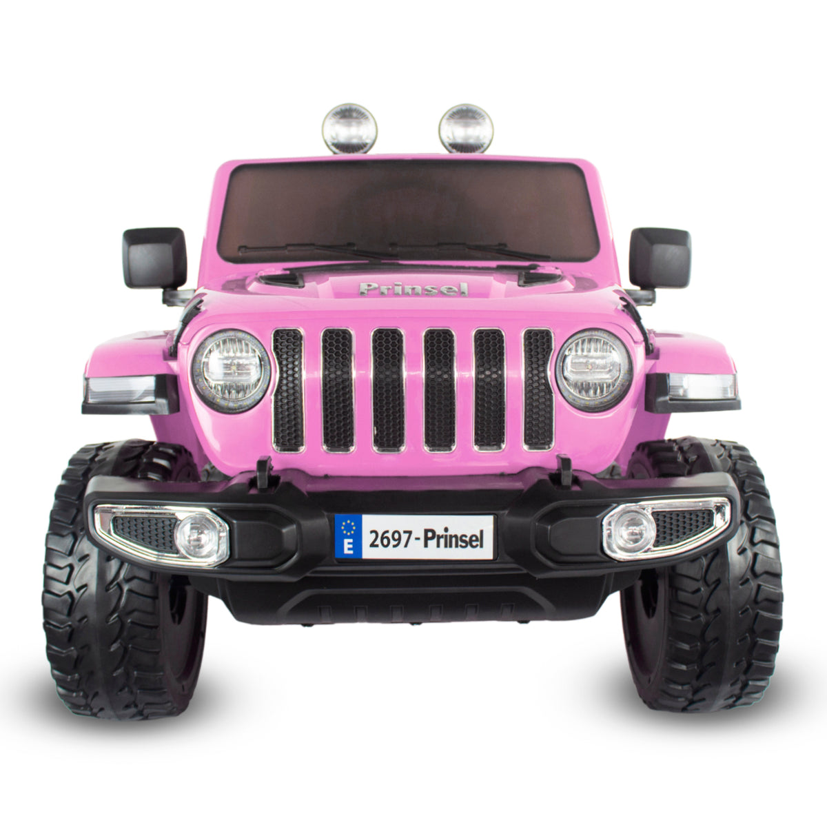 Carro Eléctrico Wrangler Marca Prinsel Rosa Con Control Remoto Y Llantas En Goma