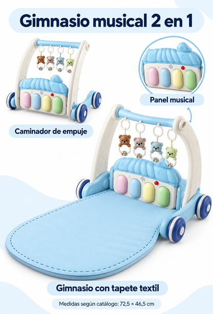 🎹 Gimnasio musical y caminador 2 en 1 — Azul