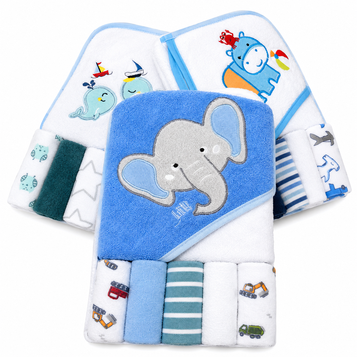 Set Toalla con Capucha + 5 Babitas para Bebé | 6 Diseños