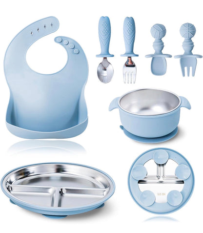 Vajilla En Silicona y Acero Inoxidable 304 De 7 Piezas