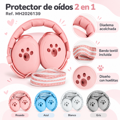 Protector de oídos para bebé 2 en 1 con diadema y banda
