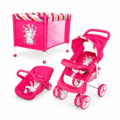 Kit para Muñecas Marca Bebesit: Coche, Cuna y Portabebé