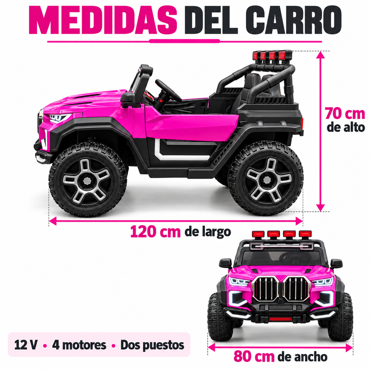 Carro Eléctrico Infantil de Dos Puestos Tipo BMW 12V y 4 Motores / Control Remoto