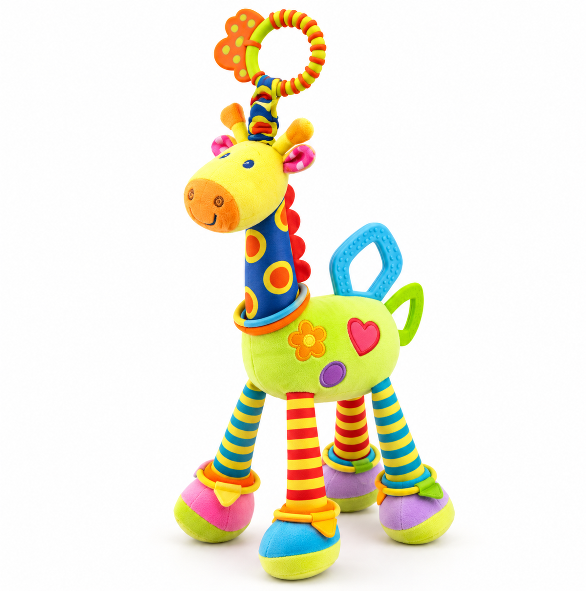 Jirafa de Peluche Antialérgica con Sonajero y Mordedor para Bebé