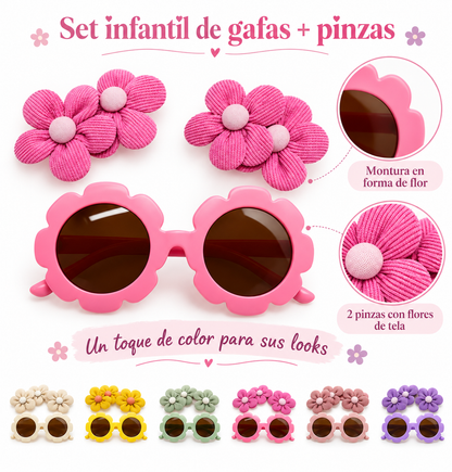 Set infantil de gafas florales + pinzas