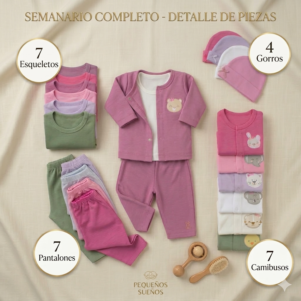 Semanario 25 Piezas Niña Bordado