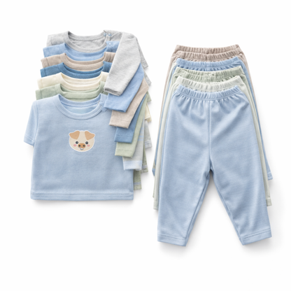 Semanario Para Bebe 14 Piezas - 7 Camibusos + 7 Pantalones Niño