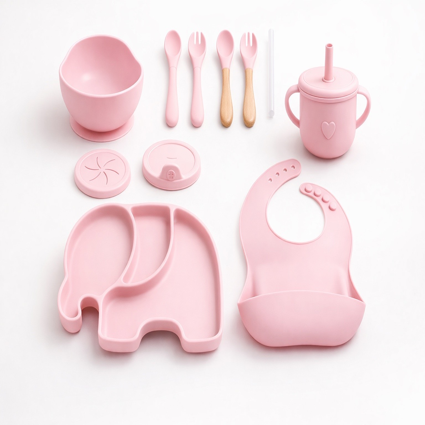 Vajilla De Silicona Para Bebe Con Diseño De Elefante 12 piezas