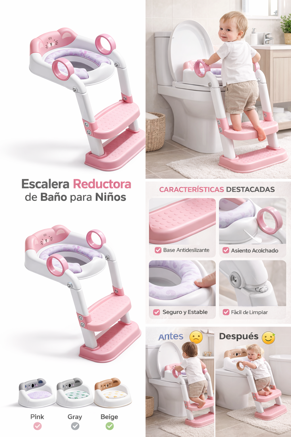 Escalera Entranamiento Baño Para Niños De Animalitos 484-11