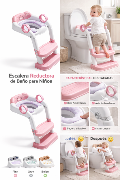 Escalera Entranamiento Baño Para Niños De Animalitos 484-11