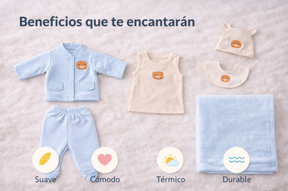 Primera Muda 8 Piezas Con Cobija Azul