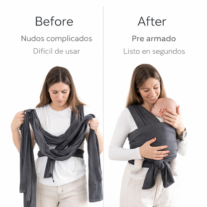 Cargador Fular Prearmado Premium para Bebé | Portabebé Ergonómico en Algodón (0–10 kg)