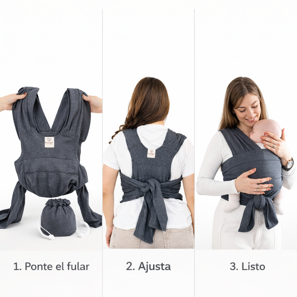 Cargador Fular Prearmado Premium para Bebé | Portabebé Ergonómico en Algodón (0–10 kg)