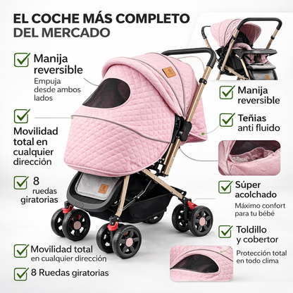 Coche Explorer Con Manija Reversible y Ruedas 360