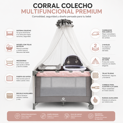 Cuna Corral Colecho Galaxy Multifuncional con Moisés y Cambiador