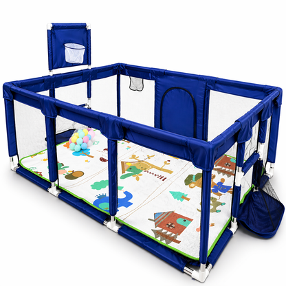Corral de Juegos Multifuncional 180 x 120 Cancha + Pelotas Con Tapete Plegable 1 Cm
