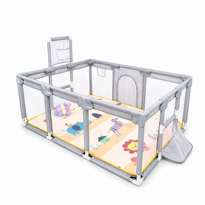 Corral de Juegos Multifuncional 180 x 120 Cancha + Pelotas Con Tapete Plegable 1 Cm