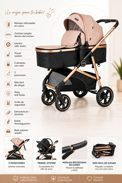 Coche Tipo Moisés Múnich Premium Con Doble Acolchado