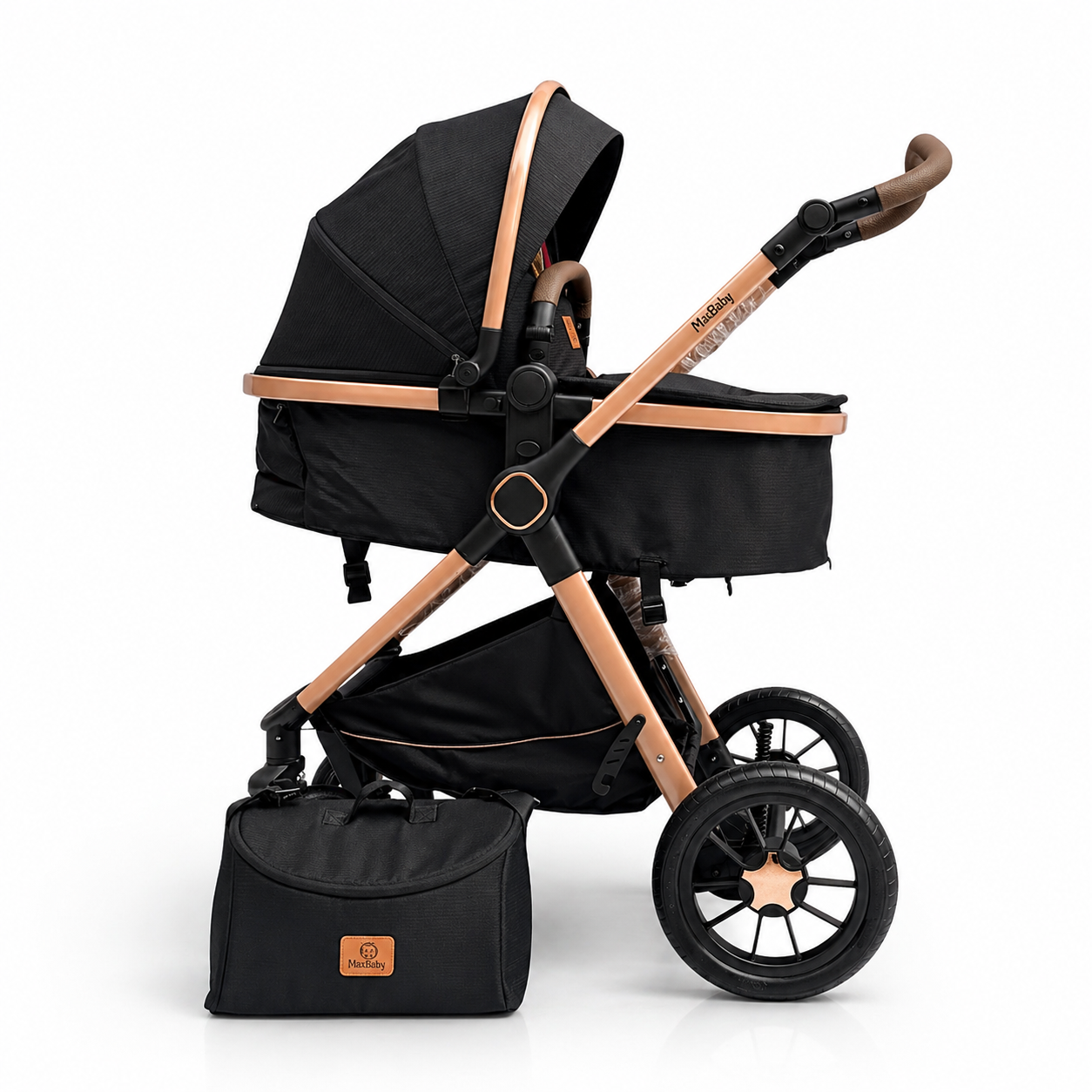 Coche Tipo Moisés Spider  Premium Con Mango Reversible Y Pañalera