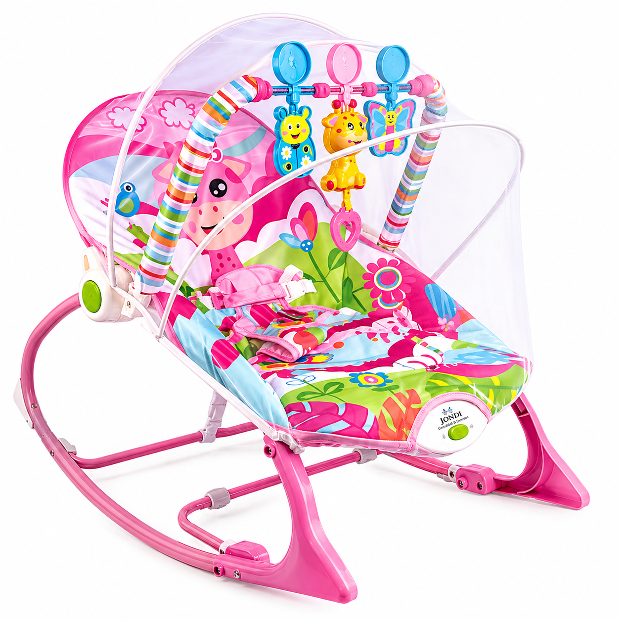 Silla Mecedora Rocker Para Bebé con Toldillo y Juguetes Interactivos