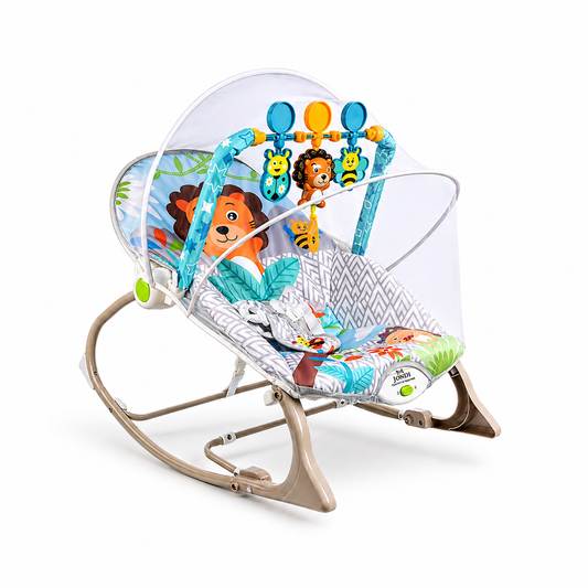 Silla Mecedora Rocker Para Bebé con Toldillo y Juguetes Interactivos