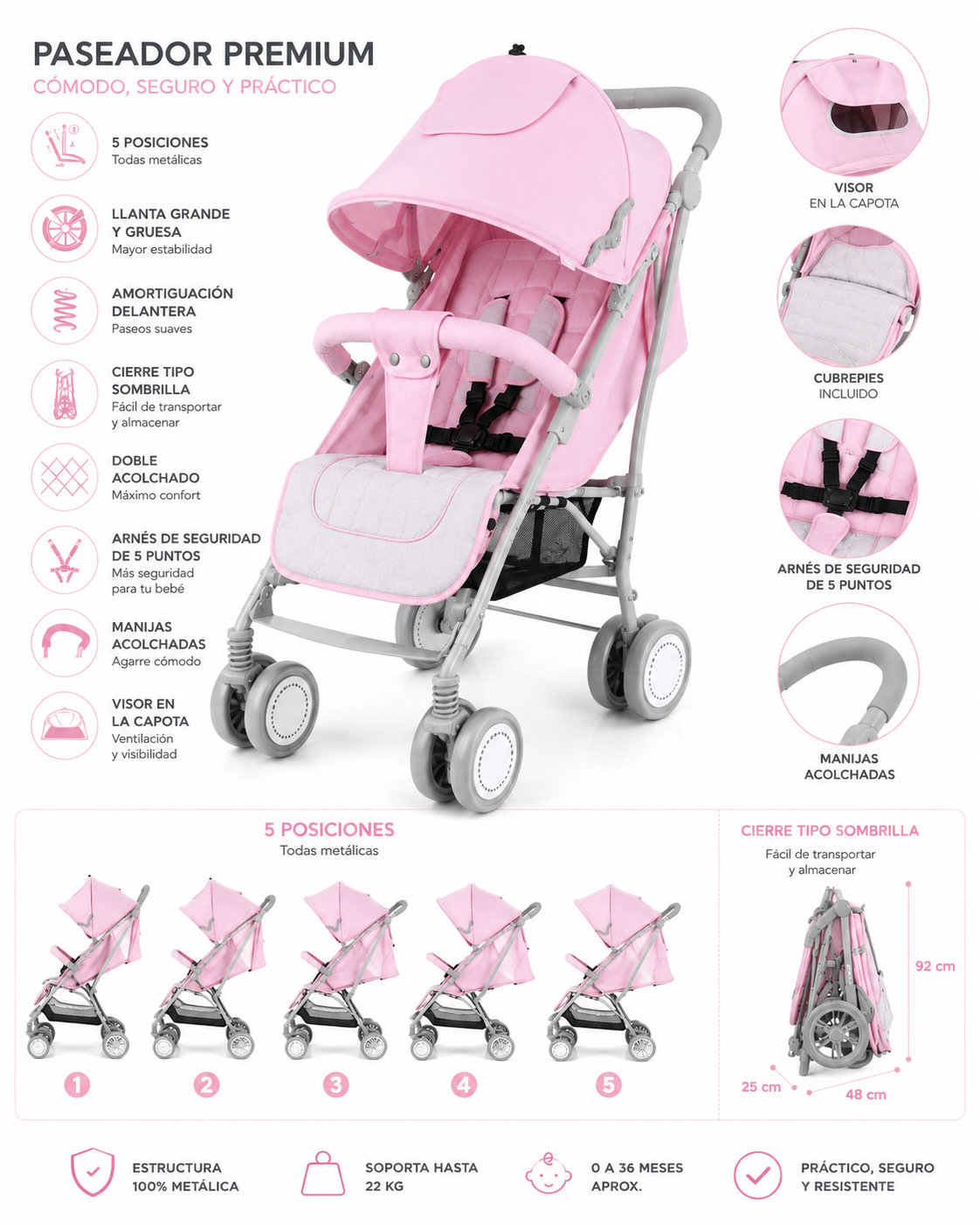 Coche Paseador Multiposiciones Dona 3.0 Premium