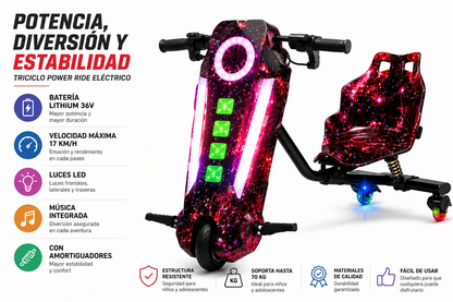 Triciclo Drift Grande 36 Voltios Premium Scooter 17 km