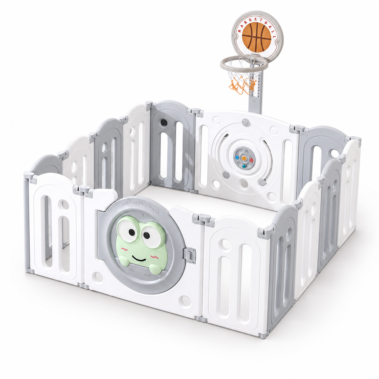 Corral De Juegos Ranita 140 Cms x 175 Cms En Plastico Incluye Cesta De Baloncesto