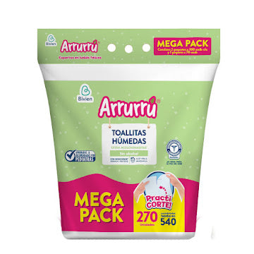 Toallitas Humedas Arrurru Aloe y Manzanilla x 270 Unidades
