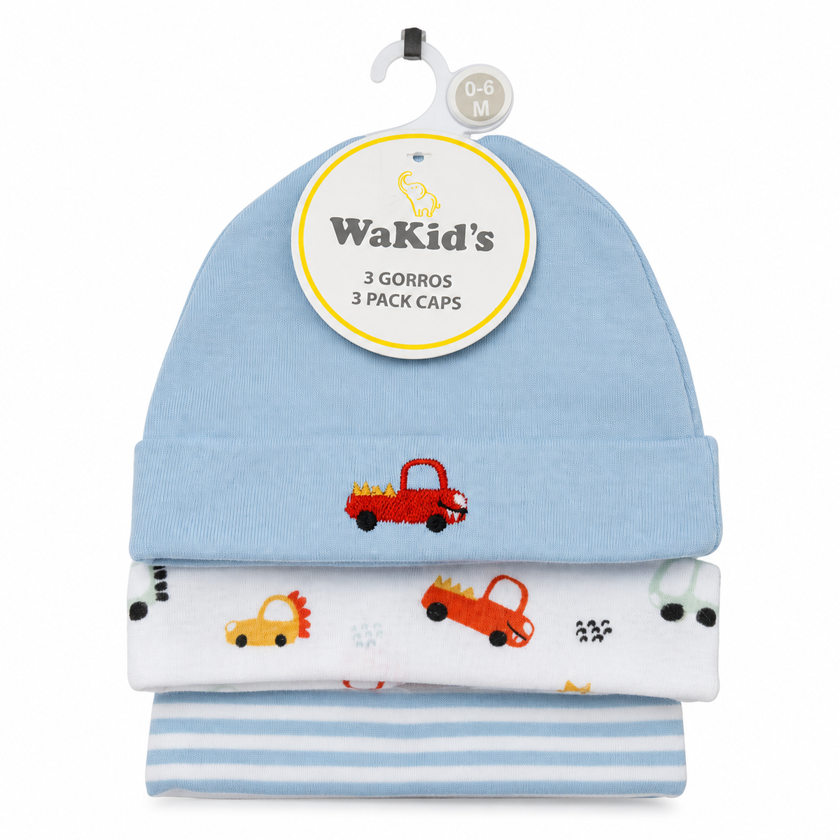 Set x3 Gorros para Bebé 100% Algodón – 0 a 6 Meses