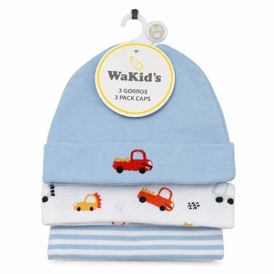 Set x3 Gorros para Bebé 100% Algodón – 0 a 6 Meses