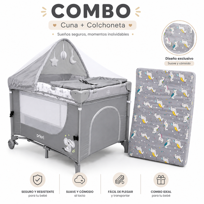 Combo Cuna Colecho Madison Priori + Colchoneta Premium 60 × 90 × 10 cm