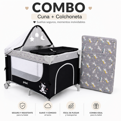 Combo Cuna Colecho Madison Priori + Colchoneta Premium 60 × 90 × 10 cm