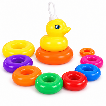 Torre de aros con patito: ¡apila, aprende y diviértete!