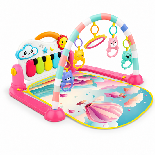 Gimnasio Piano Musical para Bebé Nube | Tapete de Actividades con Piano, Espejo y 5 Juguetes Colgantes