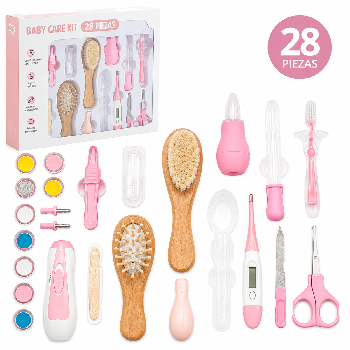 Kit de Aseo y Cuidado para Bebé 28 Piezas – Set Completo de Higiene