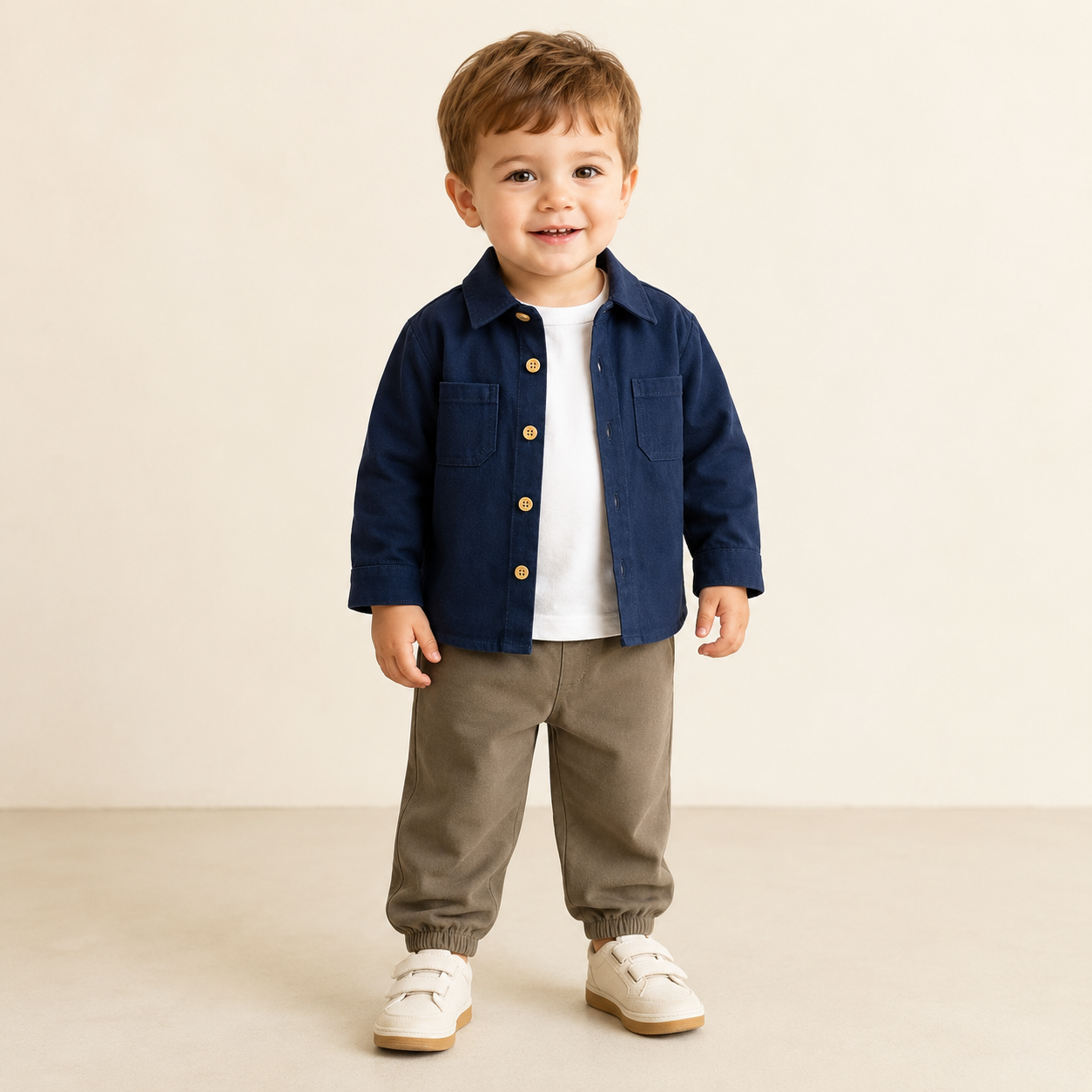 Conjunto Infantil para Niño de 3 Piezas – Sobrecamisa, Camiseta y Pantalón Jogger en Dril