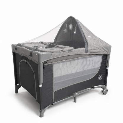 Cuna Corral Colecho Priori Madison  Plus Con Cambiador y Mosquitero Tela En Lino Premium