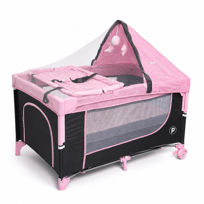 Cuna Corral Colecho Priori Madison  Plus Con Cambiador y Mosquitero Tela En Lino Premium