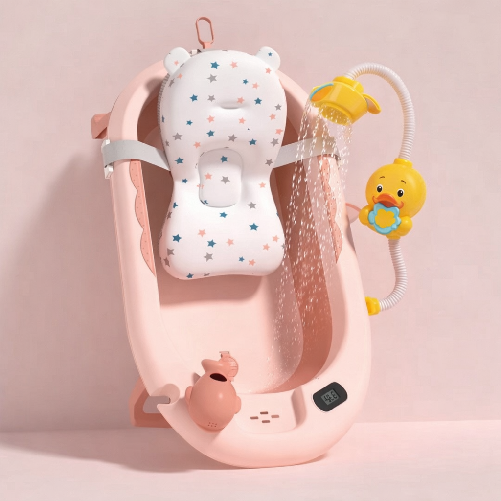 Bañera Plegable Ballena Con Termómetro + Ducha Eléctrica 470