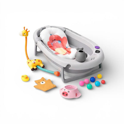Combo Bañera Plegable Ballena Con Termómetro + Ducha Eléctrica y Accesorios