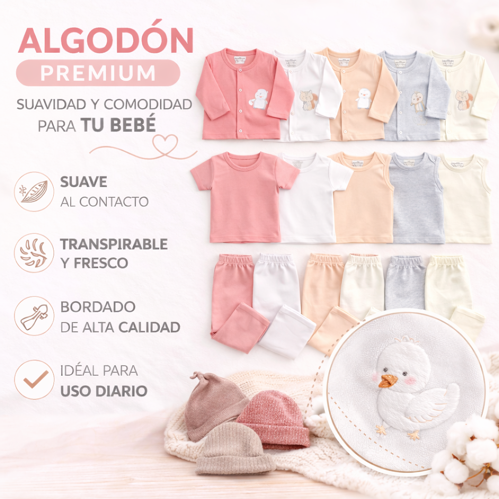 Semanario 18 Piezas Algodón Premium Bordado Niña