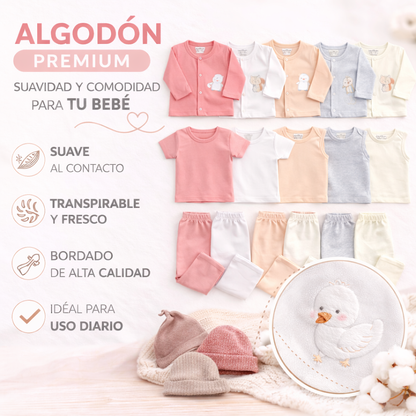 Semanario 18 Piezas Algodón Premium Bordado Niña