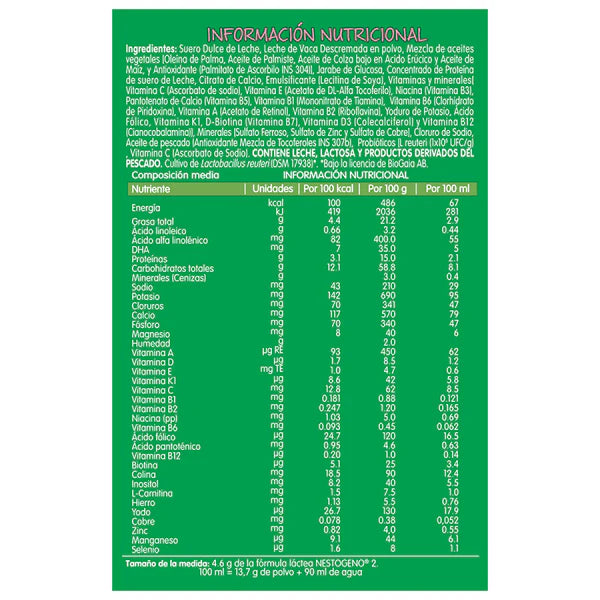 Leche Nestogeno 2 x 800 gr