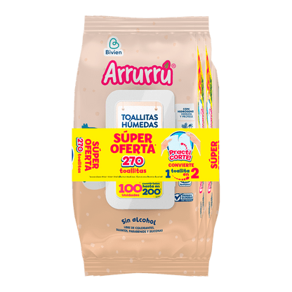 Toallitas Humedas Arrurru Avena x 270 Unidades