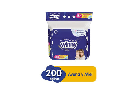 Toallitas Humedas Winny Avena y Miel x 200 Unidades