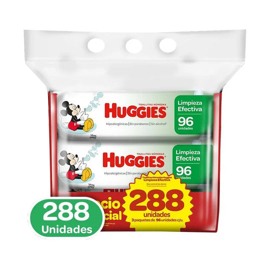 Toallitas Humedas Huggies Limpieza Efectiva x 288 Unidades