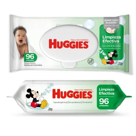 Toallitas Humedas Huggies Limpieza Efectiva x 96 Unidades