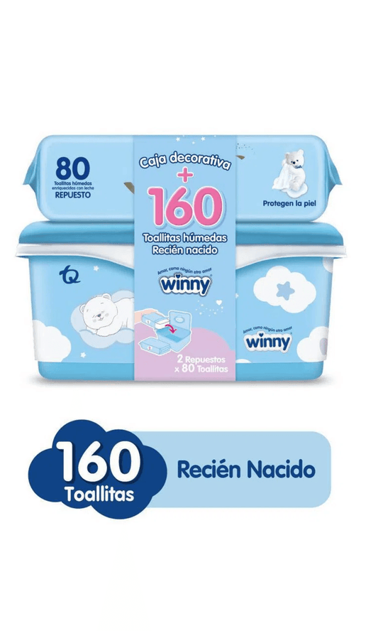 Toallitas Humedas Winny Sensitive Con Caja x 160 Unidades